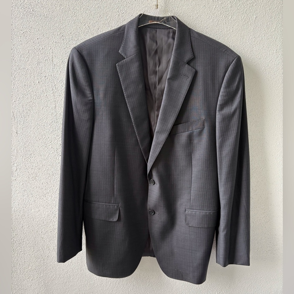Peter Millar 42R Wool Black Pinstripe Jacket 2 Button Office Wedding Cruise